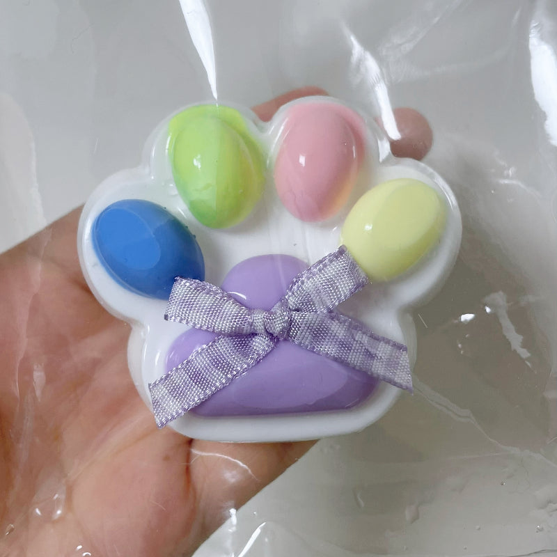 Handmade Silicone Rainbow Cat Paw without fur Stress Relief Squishy Toy