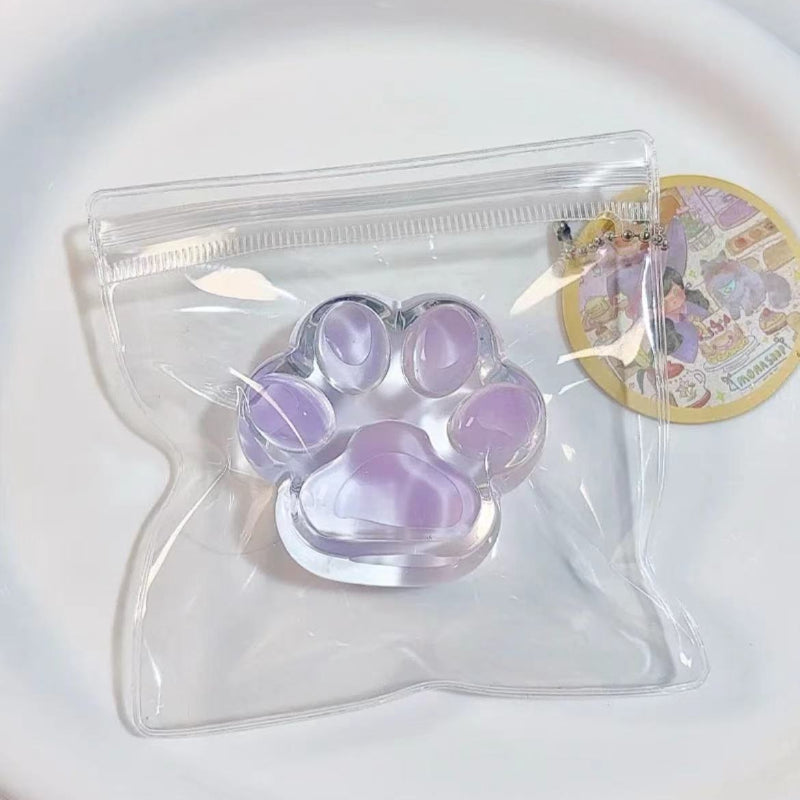 Handmade Silicone Clear Pink Cat's Paw Stress Relief Squishy Toy