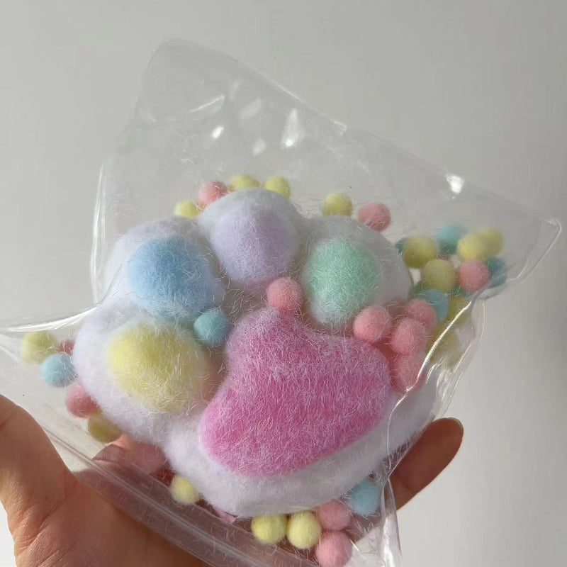 260g Hademade with Flocking Powder Soft Silicone Cat Paw Squishy Toy Christmas Gift