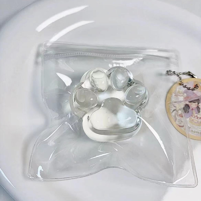 Handmade Silicone Clear Pink Cat's Paw Stress Relief Squishy Toy