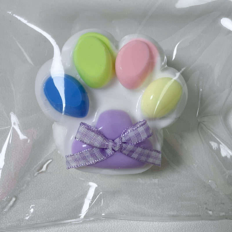 Handmade Silicone Rainbow Cat Paw without fur Stress Relief Squishy Toy