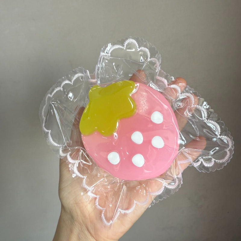 Clear Strawberry Squishy Toy