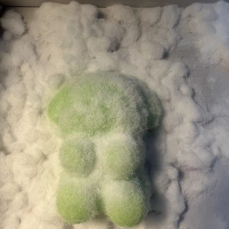 Handmade Silicone Squishy Green Puppy with Flocking Powder