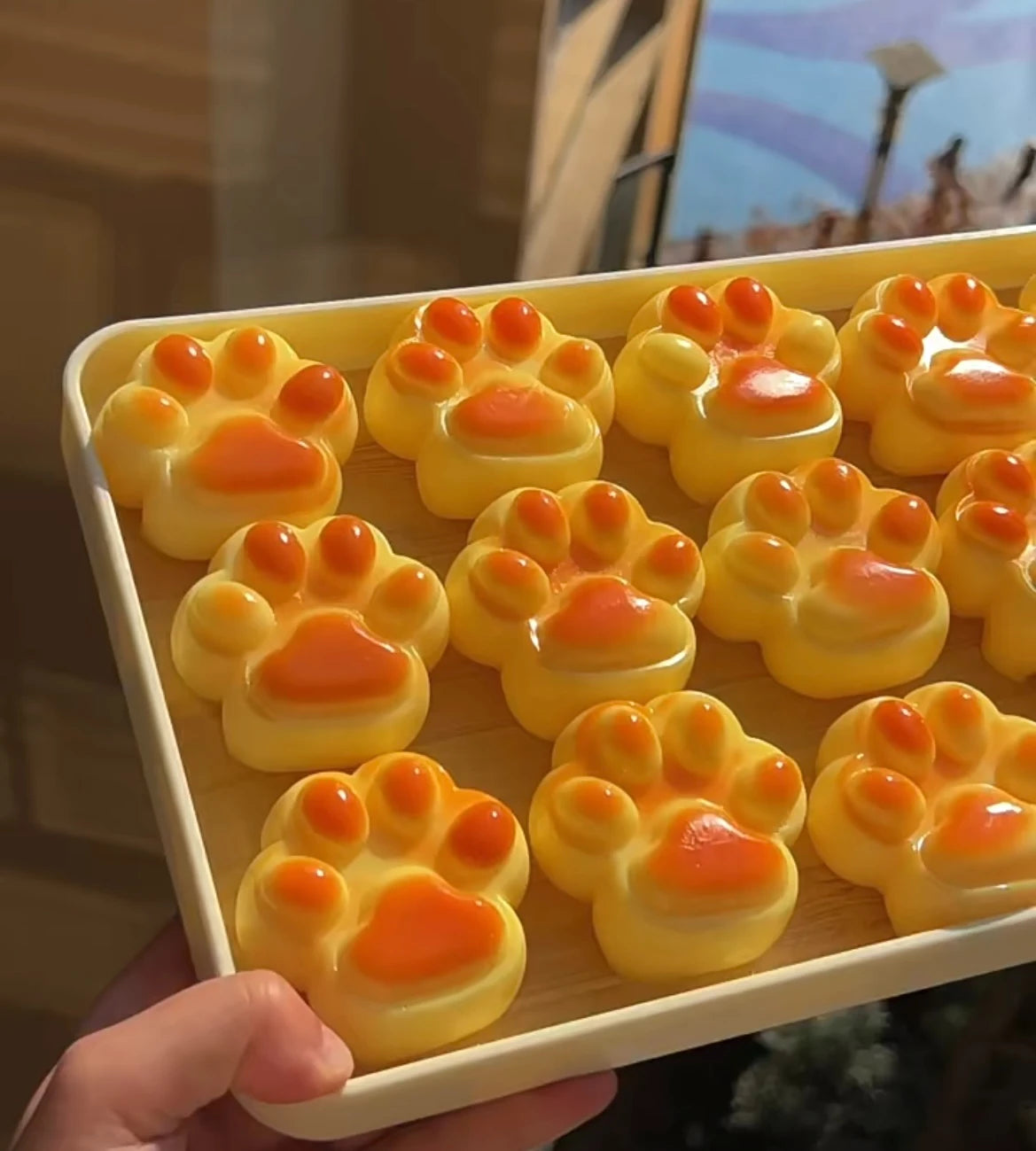 Handmade Silicone Caramel Cat Paw Stress Relief Squishy Toy (Very Sticky)