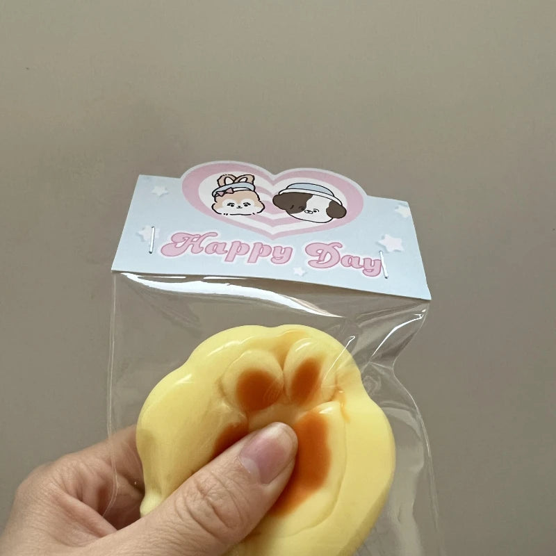 Handmade Silicone Caramel Cat Paw Stress Relief Squishy Toy (Very Sticky)