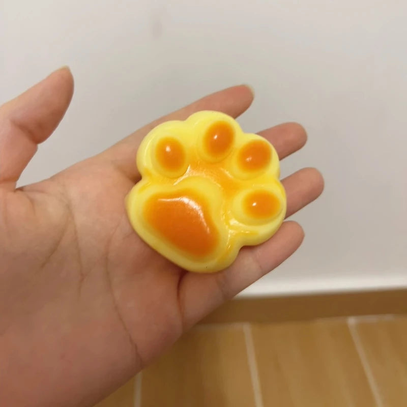 Handmade Silicone Caramel Cat Paw Stress Relief Squishy Toy (Very Sticky)