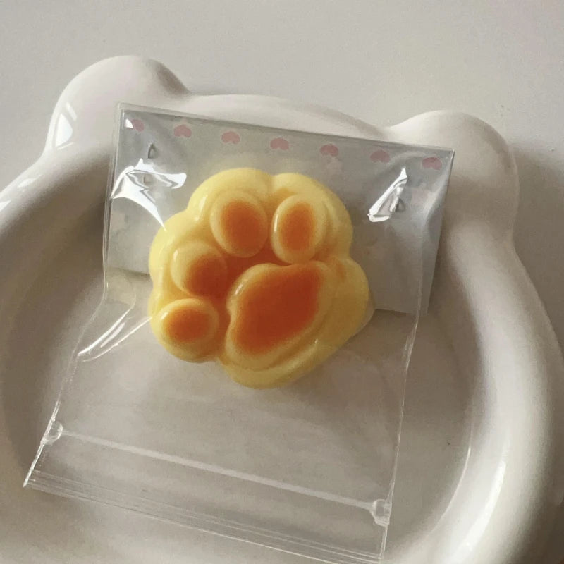 Handmade Silicone Caramel Cat Paw Stress Relief Squishy Toy (Very Sticky)