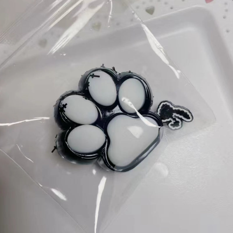 Hamemade Silicone Cat's Paw Stress Relief Squishy Toy Black-Pink Black -White