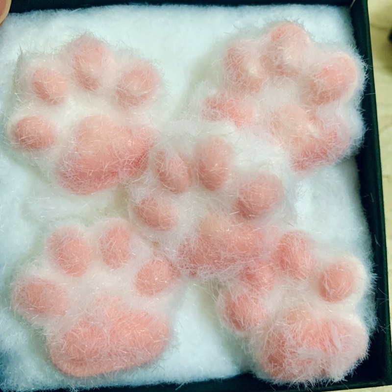 Handmade Silicone Mini Cat's Paw with fur Stress Relief Squishy Toy