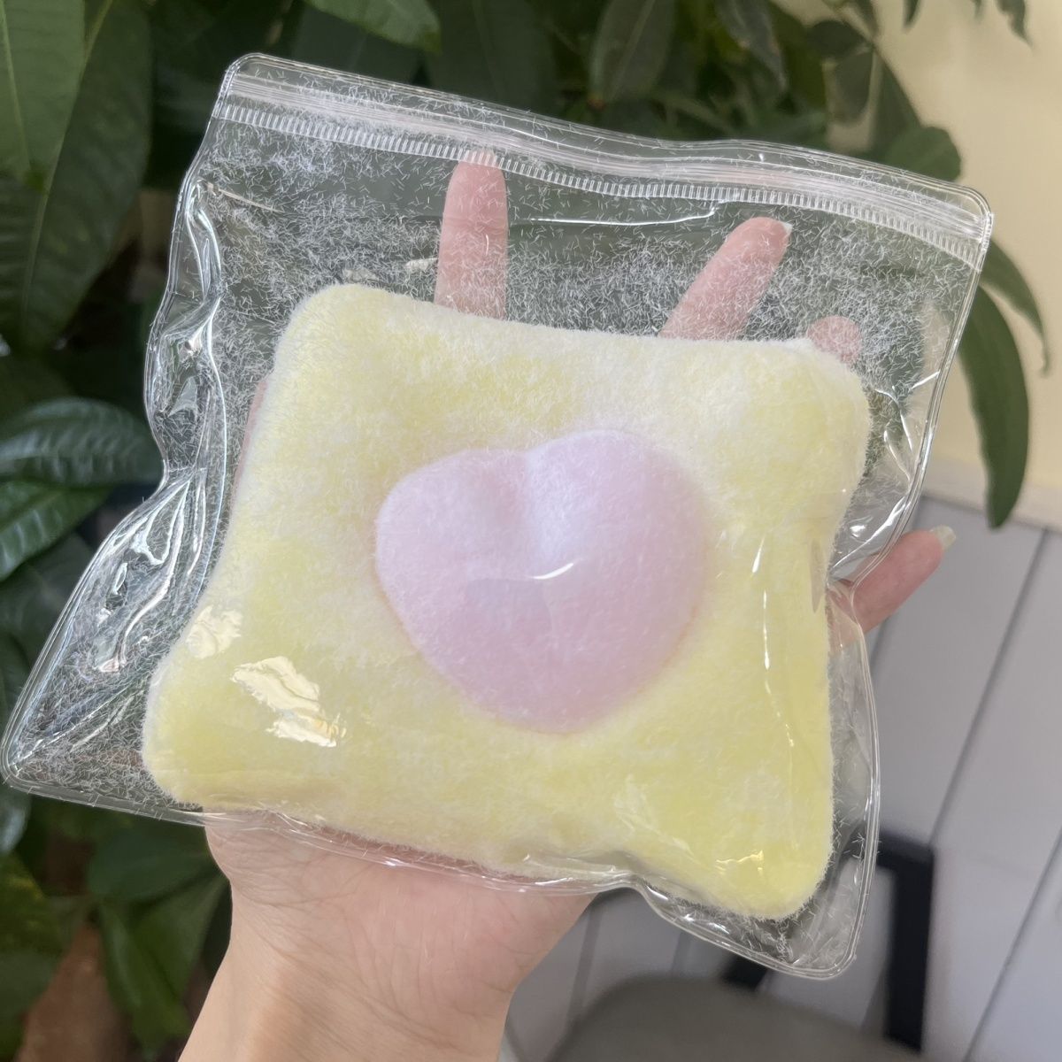 Lovely Love Pillow with fur Pinch Squishy Toy Handmade