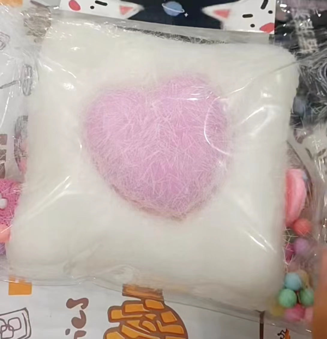 Lovely Love Pillow with fur Pinch Squishy Toy Handmade