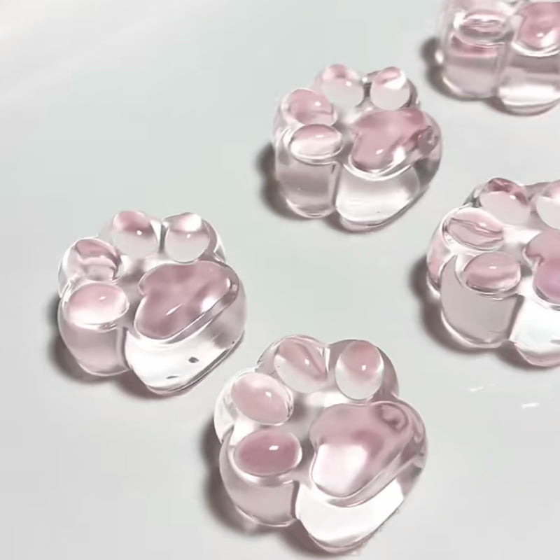 Handmade Silicone Clear Pink Cat's Paw Stress Relief Squishy Toy