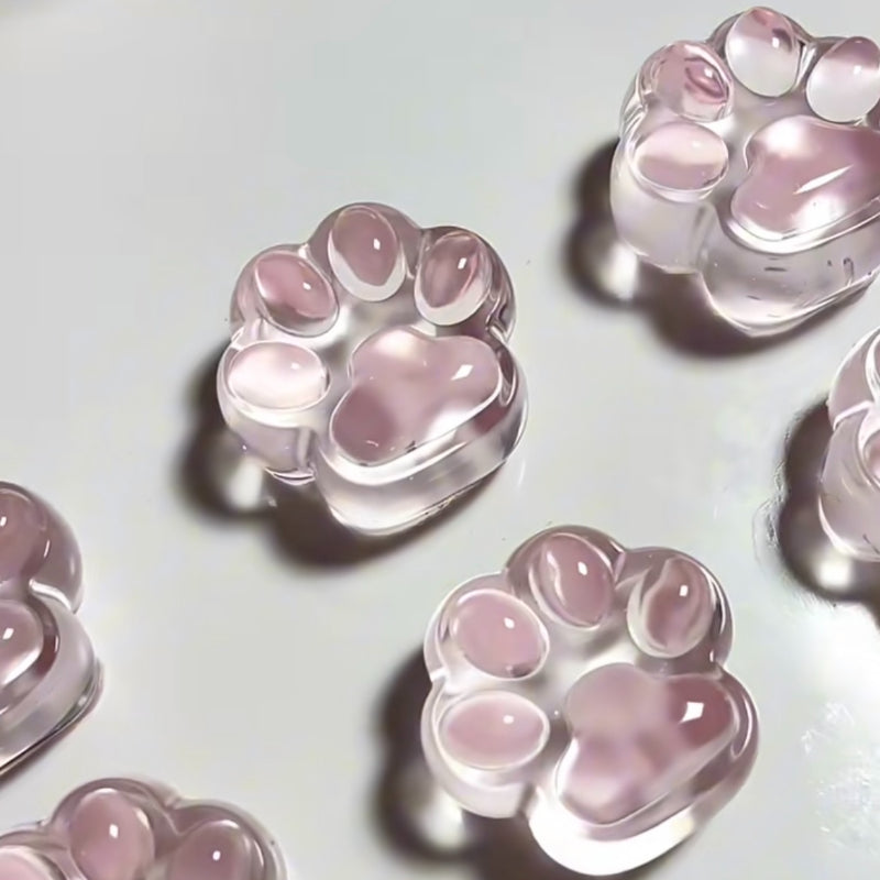 Handmade Silicone Clear Pink Cat's Paw Stress Relief Squishy Toy