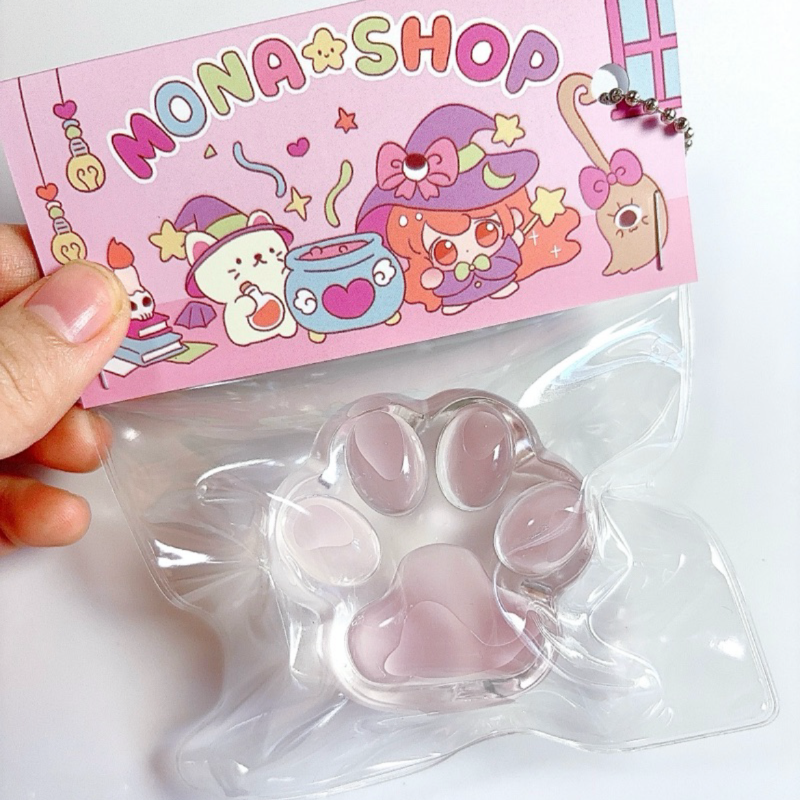Handmade Silicone Clear Pink Cat's Paw Stress Relief Squishy Toy