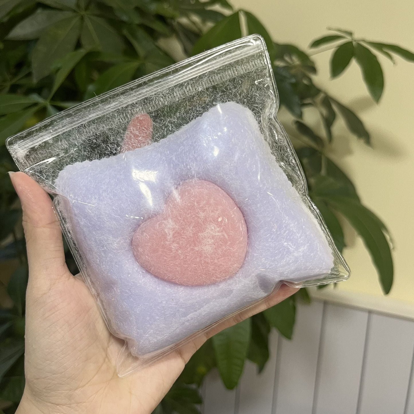 Lovely Love Pillow with fur Pinch Squishy Toy Handmade