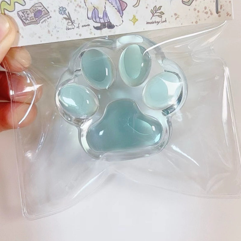Handmade Silicone Clear Pink Cat's Paw Stress Relief Squishy Toy