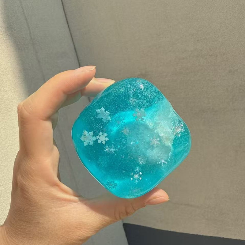 Blue Snowflake Jelly Stress Ball