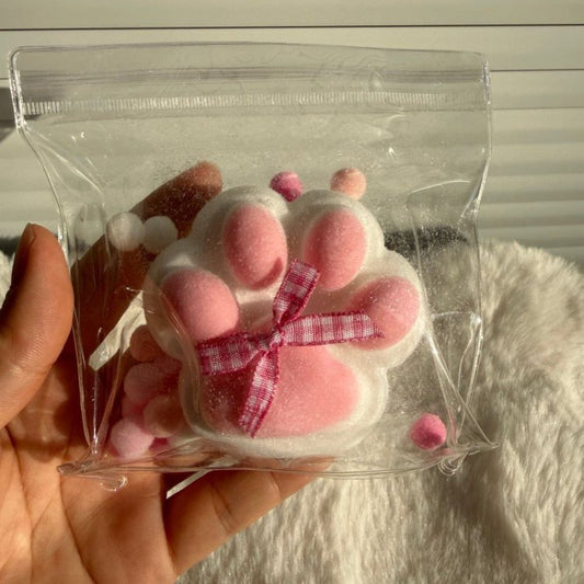 115g Handmade Silicone Cat's Paw with fur Stress Relief Squishy Toy