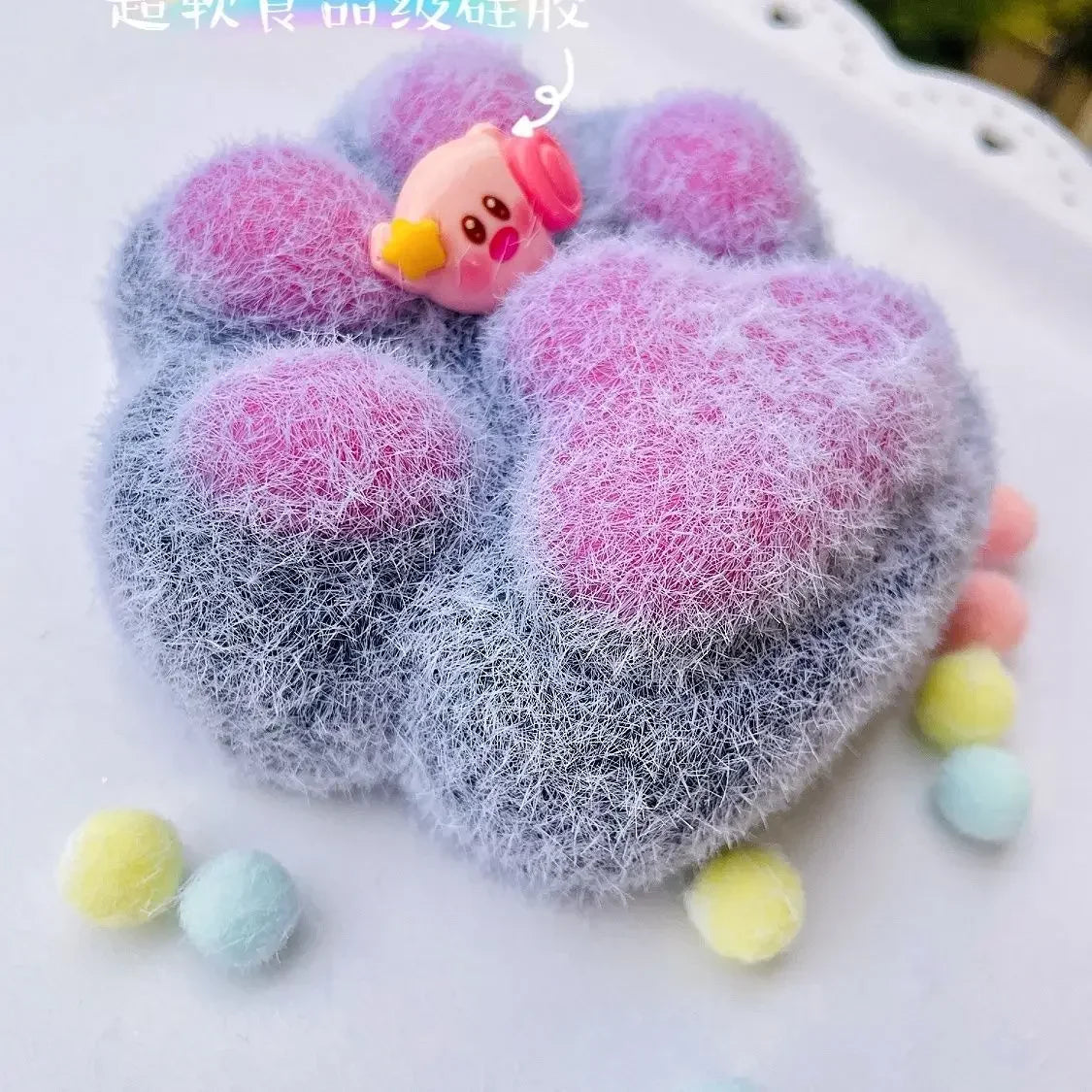 260g Hademade  with Flocking Powder Soft Silicone Cat Paw Squishy Toy Christmas Gift