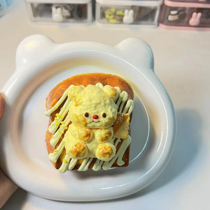 Handmade Silicone Squishy Butter Bear Toast