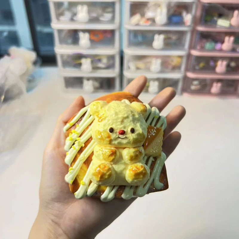 Handmade Silicone Squishy Butter Bear Toast